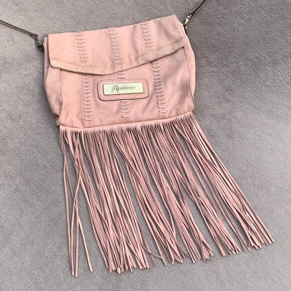 Marciano Angelique Genuine Leather Fringe Cross Body Messenger Bag - Picture 13 of 15